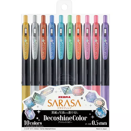 Zebra Sarasa Decoshine Color 10'lu 0.5 mm Jel Kalem Seti